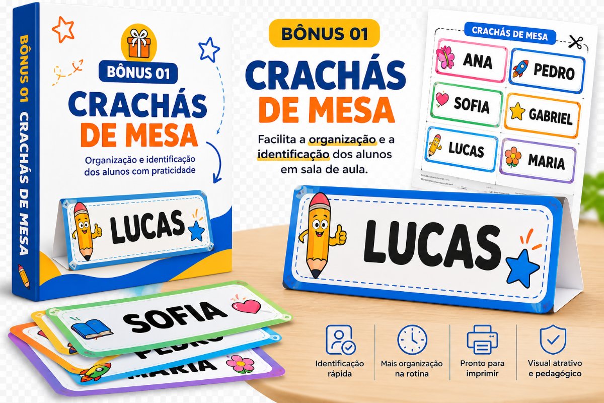 Mockup do bônus 01 - Crachá de Mesa